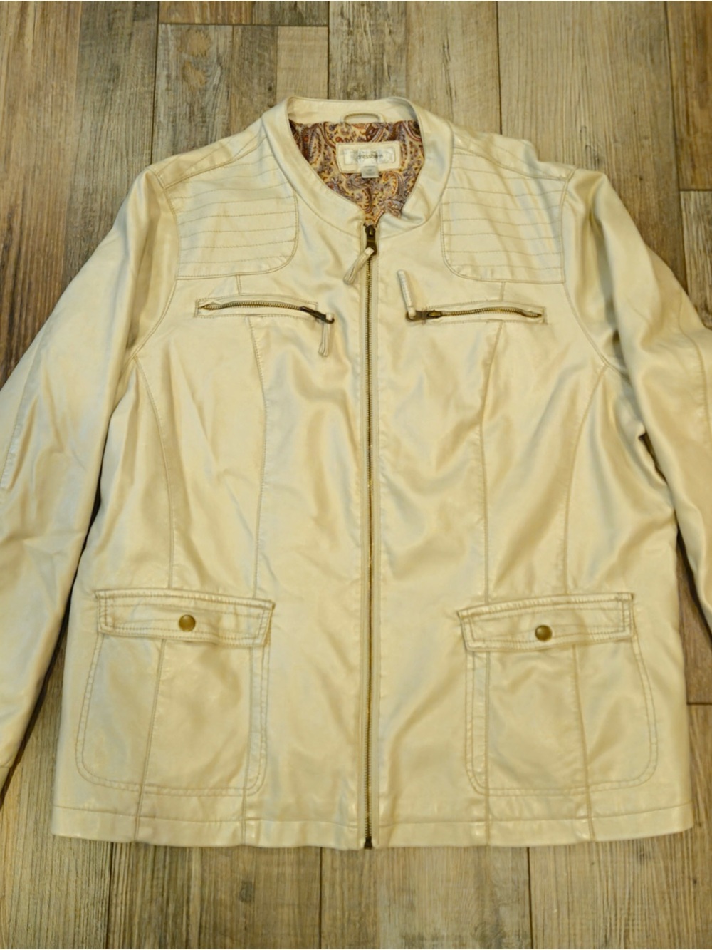 Dress Barn Womens Cream Zip-Front Lightweight Jacket 2XL